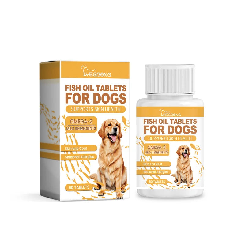 Dog Multivitamin Fish Oil Tablets-Skin Coat Support With Omega Fatty Acids-Immune Heart Health Supplement For Dogs Of All Sizes