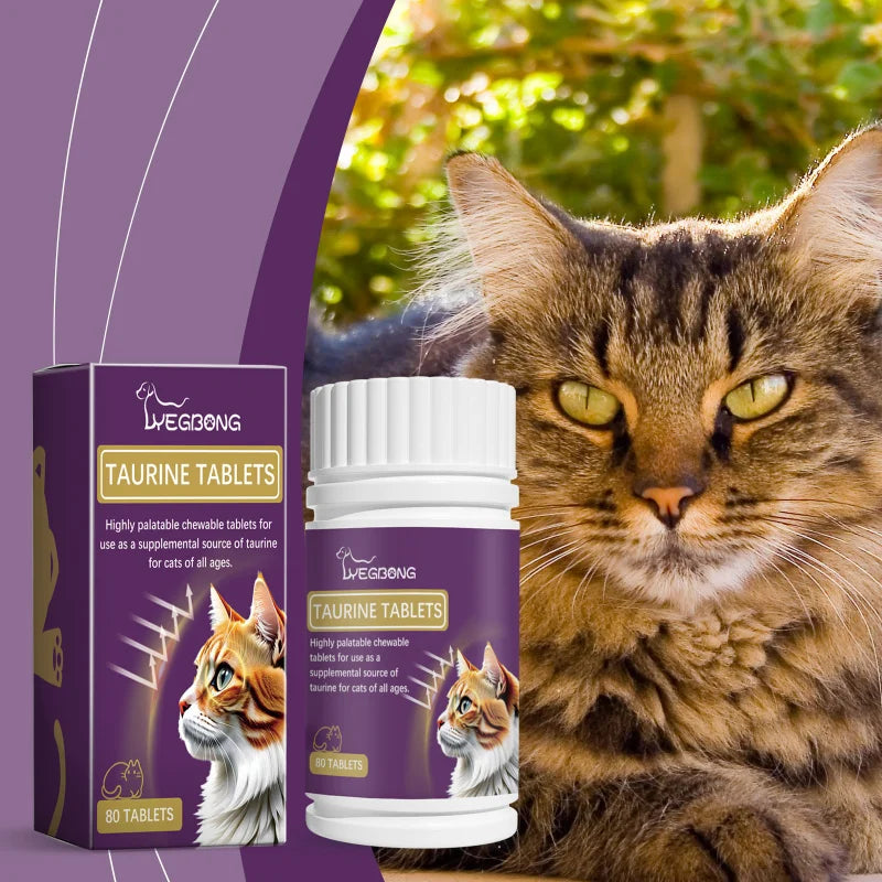 Taurine Tablets For Cats – Multivitamin Supplement For Heart, Vision & Liver Health – Supports Digestion & Immunity