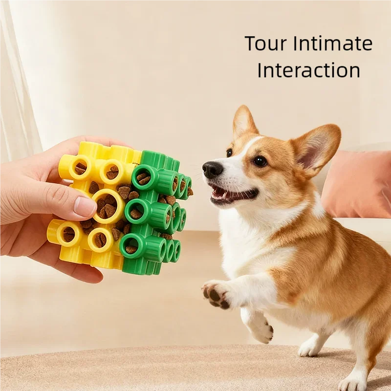 Interactive Puzzle Dog Toys Square Feeder Toy Non Toxic Dental Cleaning Chew Puzzle Feeding Toy Pet Supplies