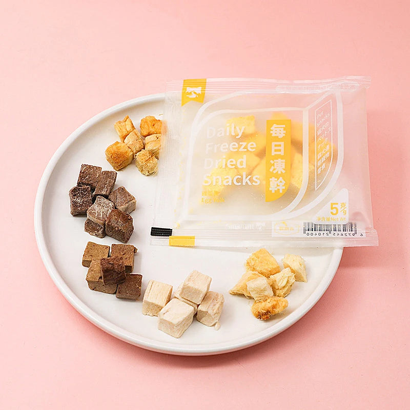 Pet Freeze-dried Meat Training Reward Snacks Freeze-dried Chicken, Duck, Egg Yolk, Cod, Cats and Dogs Try 5g Pack