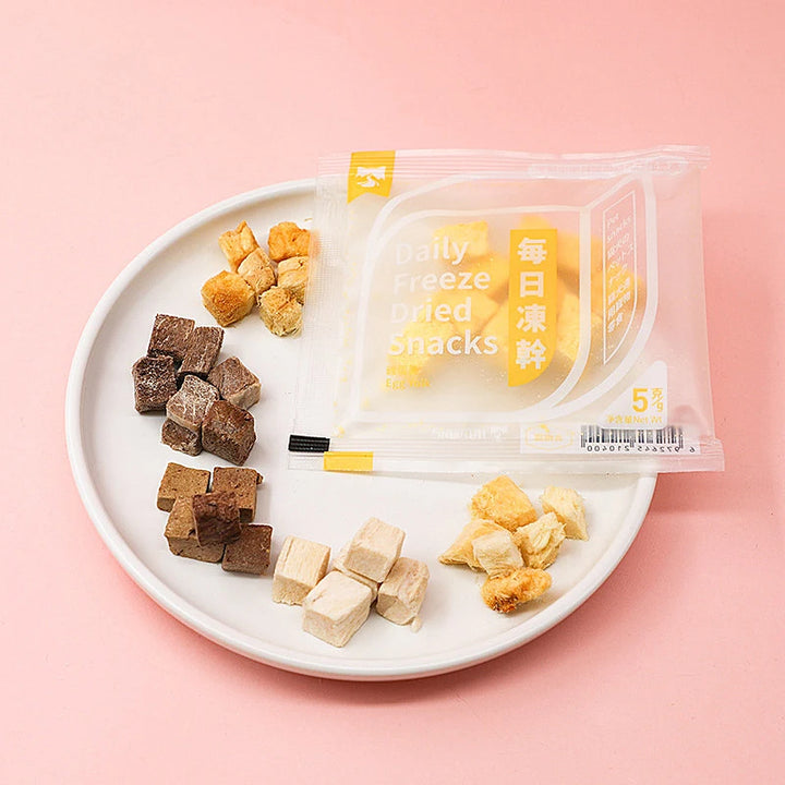 Pet Freeze-dried Meat Training Reward Snacks Freeze-dried Chicken, Duck, Egg Yolk, Cod, Cats and Dogs Try 5g Pack