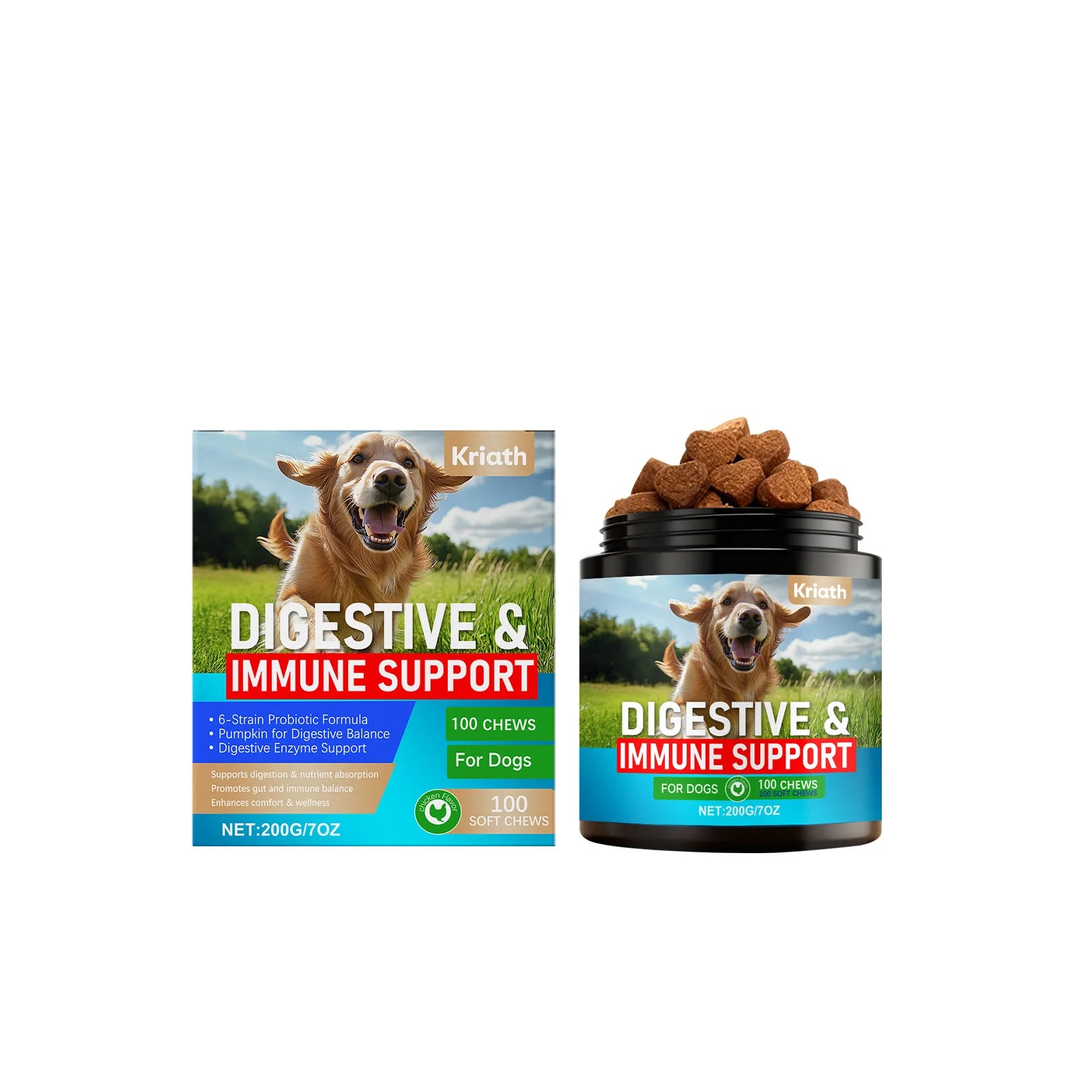 Dog Probiotic Soft Chews for Gut Health - Gentle Care Aids Smooth Digestion Nutrient Absorption Balances Flora Boosts Immunity