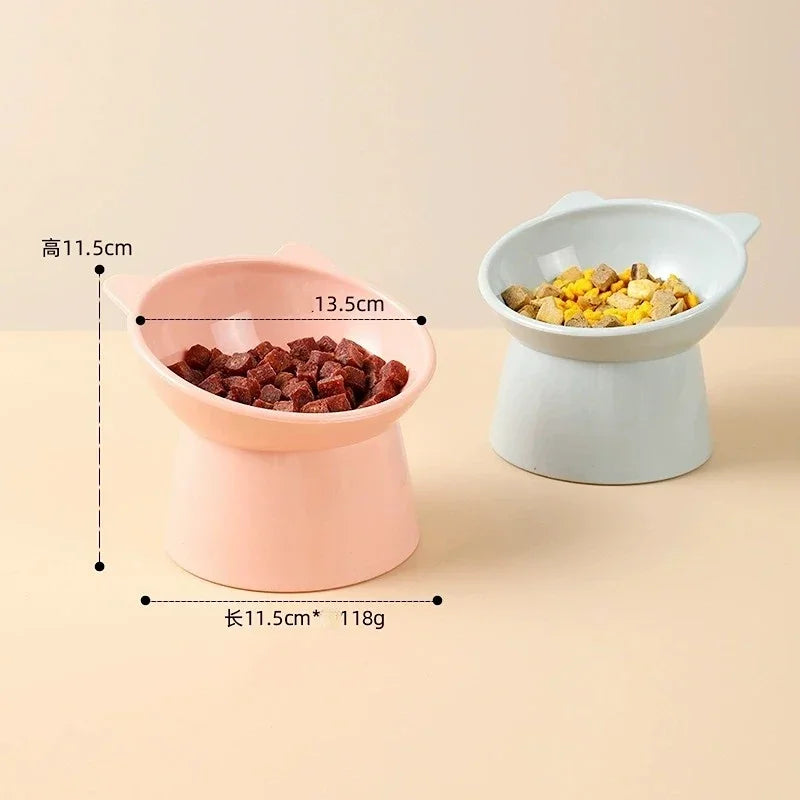 1pcs High-Foot Pet Bowls Anti-tip Cat Food Bowl 45° Neck Guard Non-Slip Binaural Dog Feeder Raised Pet Feeding Cups Pet Supplies