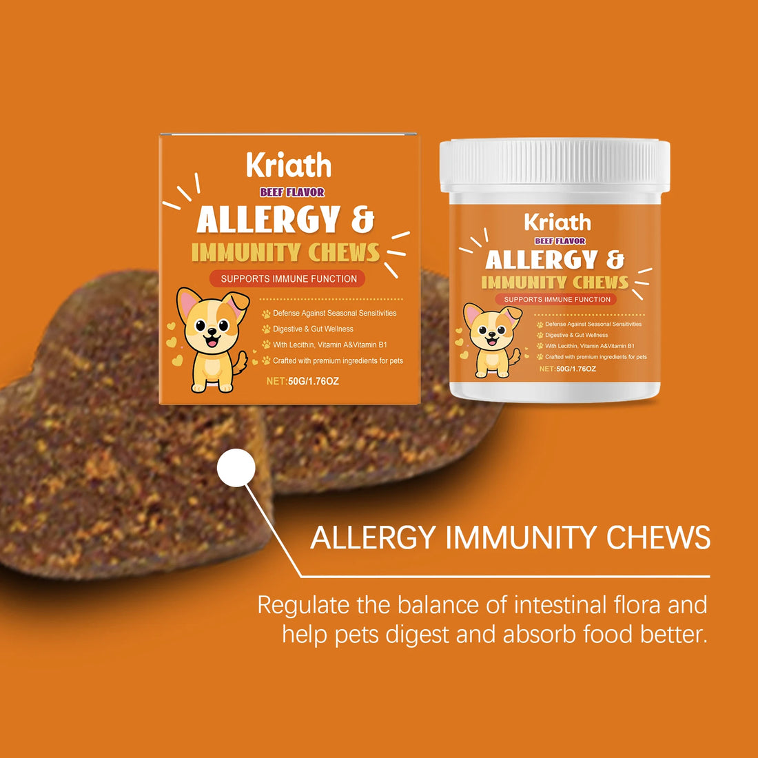 Pet Vitamin Chewable Tablets-Gentle Formula for Body Care, Supplements Nutrition To Boost Immunity & Support Healthy Hair Growth