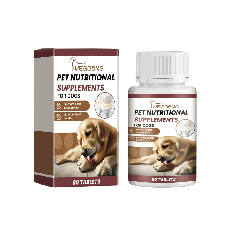 Dog Calcium Chewable Tablets - Vitamin D & Probiotic Formula Supports Bone Health & Teeth - For Puppy To Adult Dogs