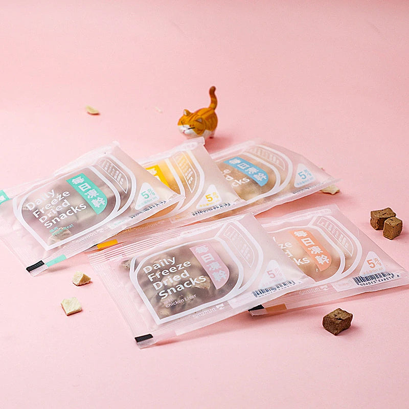 Pet Freeze-dried Meat Training Reward Snacks Freeze-dried Chicken, Duck, Egg Yolk, Cod, Cats and Dogs Try 5g Pack