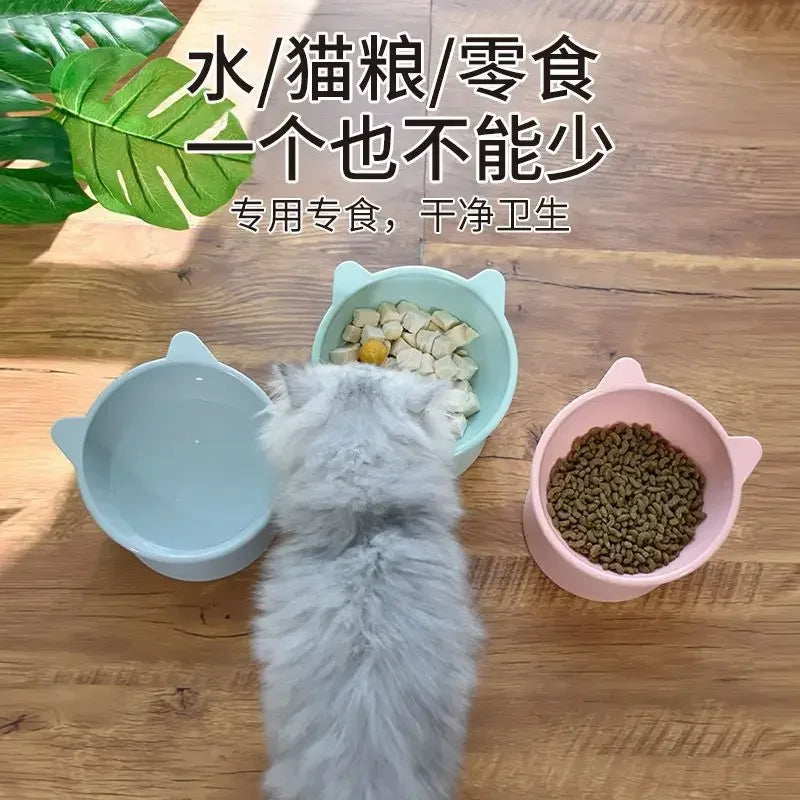 1pcs High-Foot Pet Bowls Anti-tip Cat Food Bowl 45° Neck Guard Non-Slip Binaural Dog Feeder Raised Pet Feeding Cups Pet Supplies