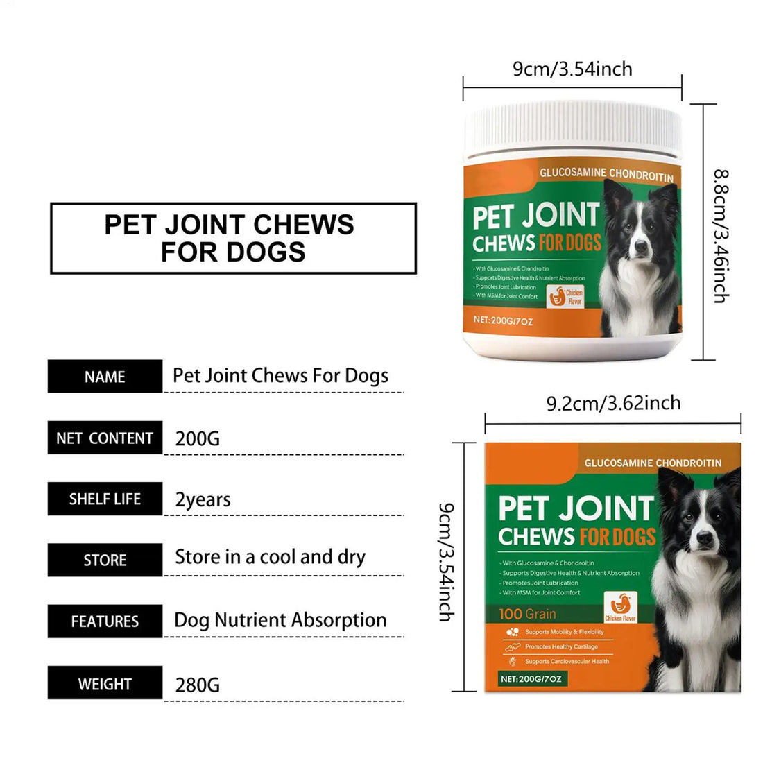 Joint Supplement For Dogs Natural Chews Pill 100-piece Dog Hip & Joint Care For Home Travel Daily Care Digestive Absorption Pet