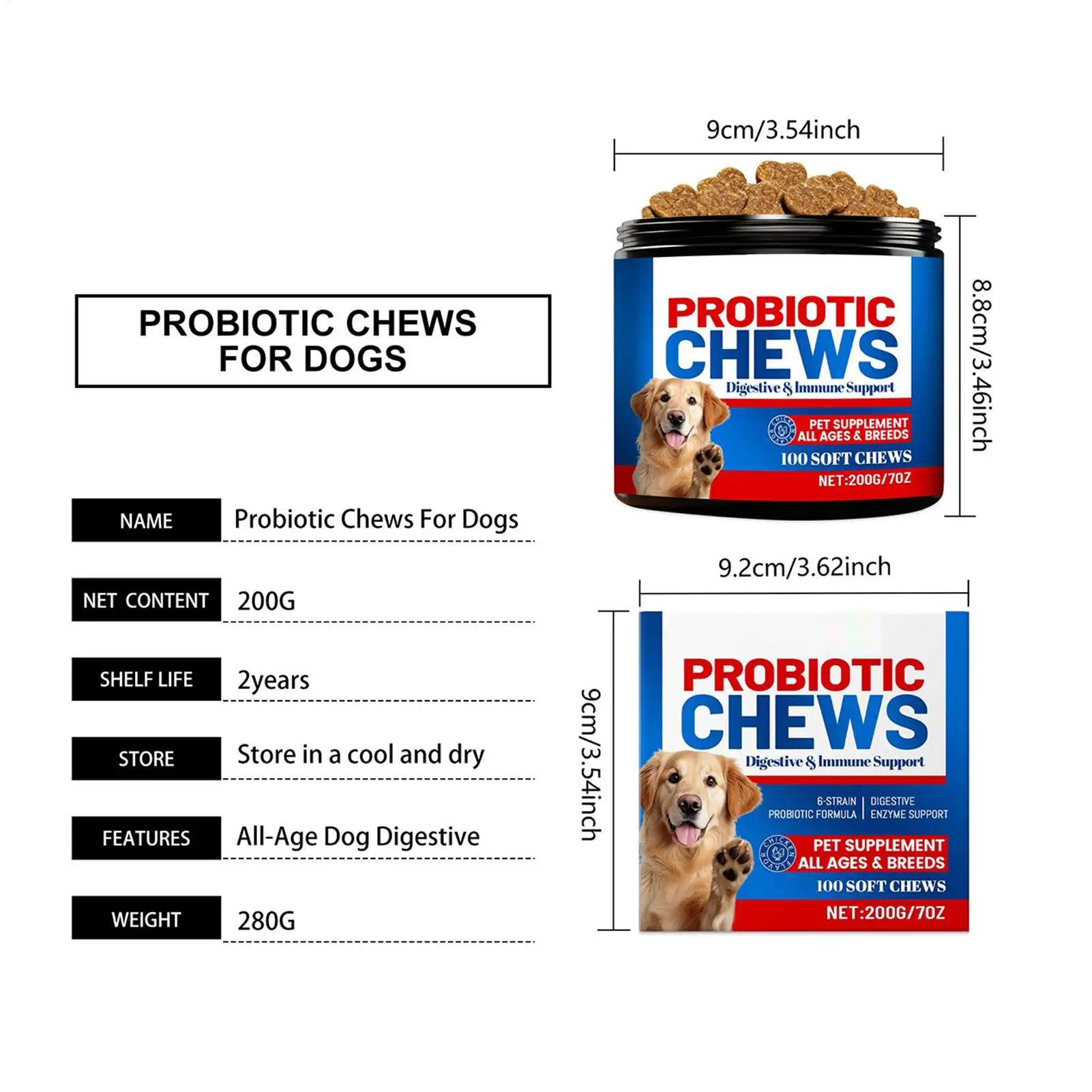 Pet Health Chews 200g Healthy Treats Natural Skin Care Digestive Care Dog Supplements for After Meal Seasonal Changes Food