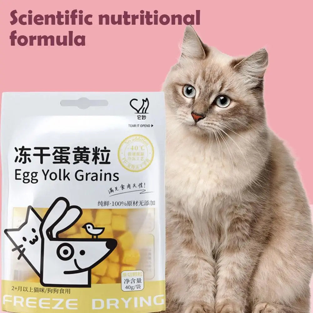 40g Freeze Dried Egg Yolk Granules Beautify Smoothing Cat Hair Cat Snacks Safe Freeze-dried Pet Food Healthy To Pets