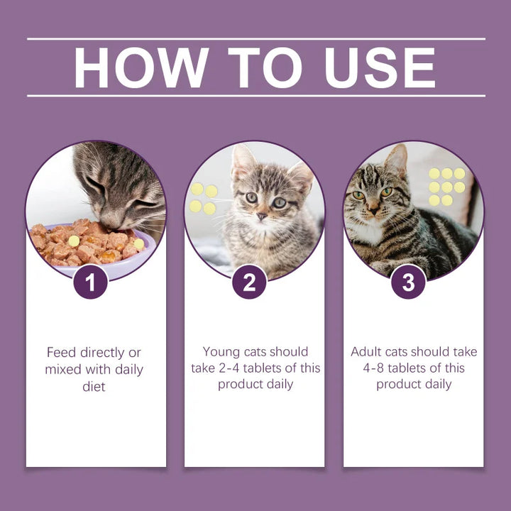 Taurine Tablets For Cats – Multivitamin Supplement For Heart, Vision & Liver Health – Supports Digestion & Immunity