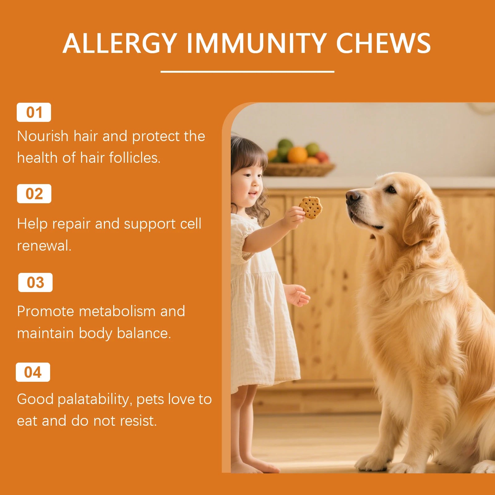 Pet Vitamin Chewable Tablets-Gentle Formula for Body Care, Supplements Nutrition To Boost Immunity & Support Healthy Hair Growth