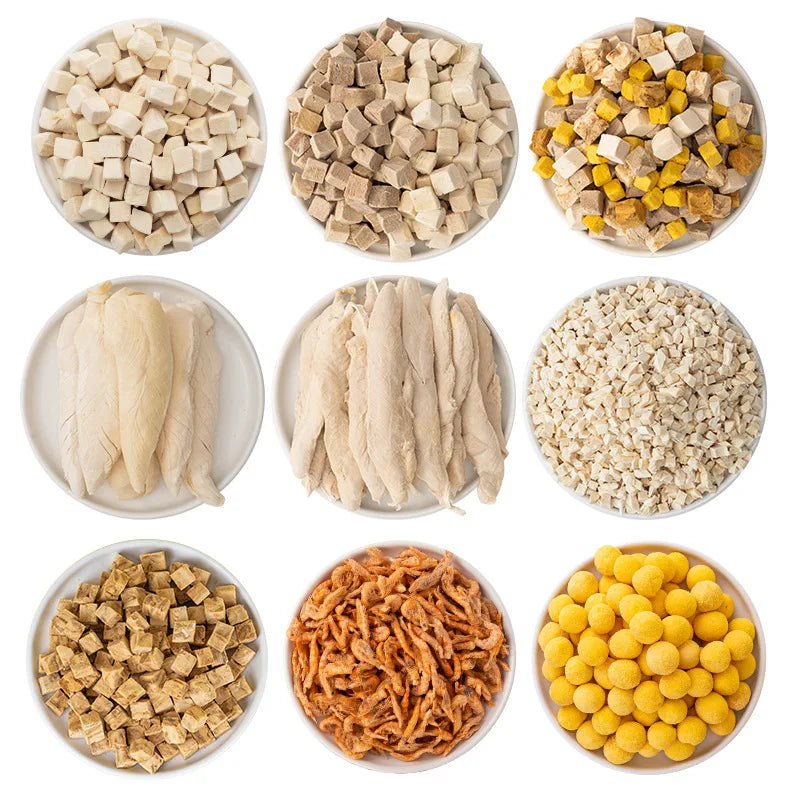 New Product Color Can Chicken Granules Freeze Dried Cat Snacks Duck Chicken Breast Salmon Cod Pet Dog Snacks