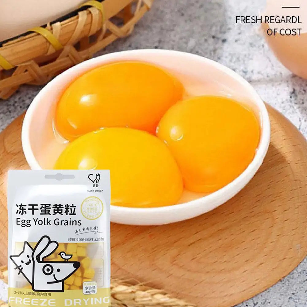 40g Freeze Dried Egg Yolk Granules Beautify Smoothing Cat Hair Cat Snacks Safe Freeze-dried Pet Food Healthy To Pets