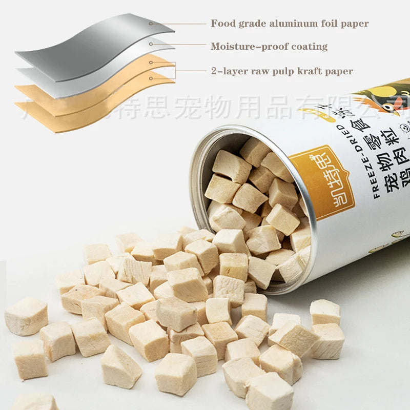 New Product Color Can Chicken Granules Freeze Dried Cat Snacks Duck Chicken Breast Salmon Cod Pet Dog Snacks